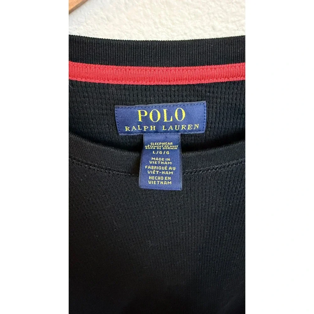 Polo Ralph Lauren Sleepwear Large Black Waffle Knit Thermal‎ Long Sleeve Shirt